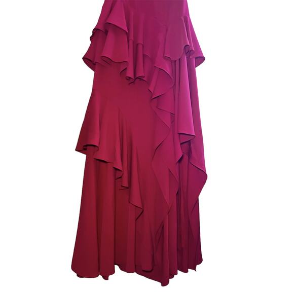 Halston Heritage Drop Waist Tiered Ruffle Ball Gown Pink size 2 - Picture 5 of 7